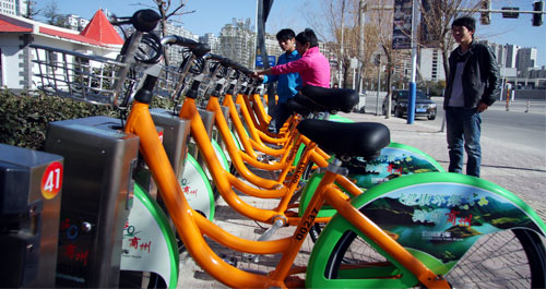 商洛市区公共自行车项目近日正式启用