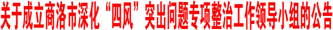 关于成立商洛市深化“四风”突出问题专项整治工作领导小组的公告