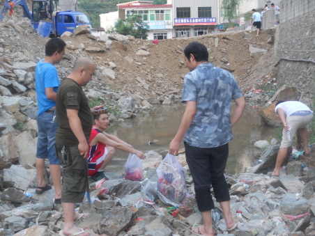 柞水柴庄镇街道党群联手整治农村环境卫生