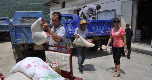 镇安县米粮镇上门发放五保金