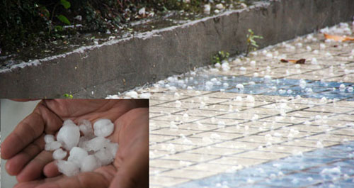 22日镇安城区突降冰雹