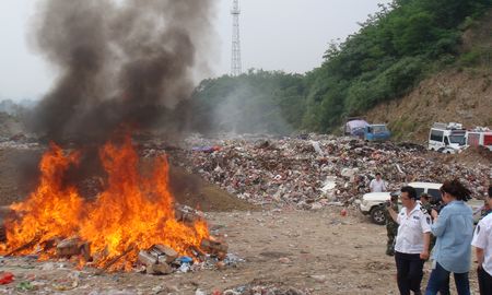 商南集中销毁假冒伪劣食品药品