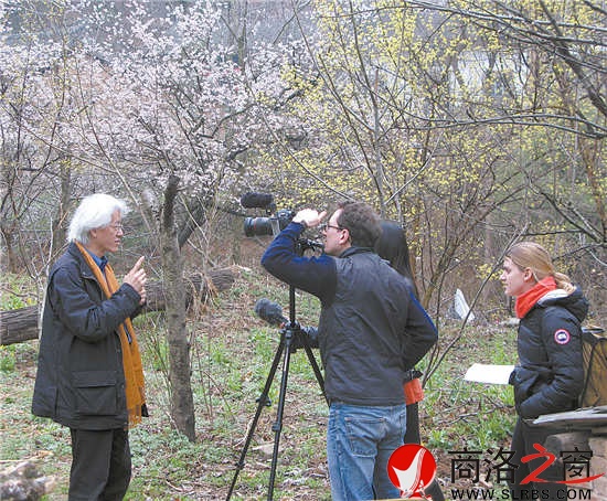 项目引起了不少中外记者关注，国家卫计委教授蔡建华在丹凤花瓶子镇接受法国一家电视台专访。